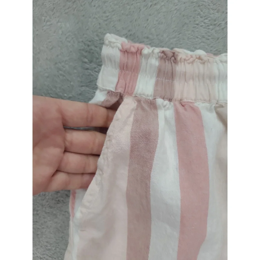 Beach Lunch Lounge Toney Shorts Size XL Linen Blend Stripe Drawstring Elastic‎
